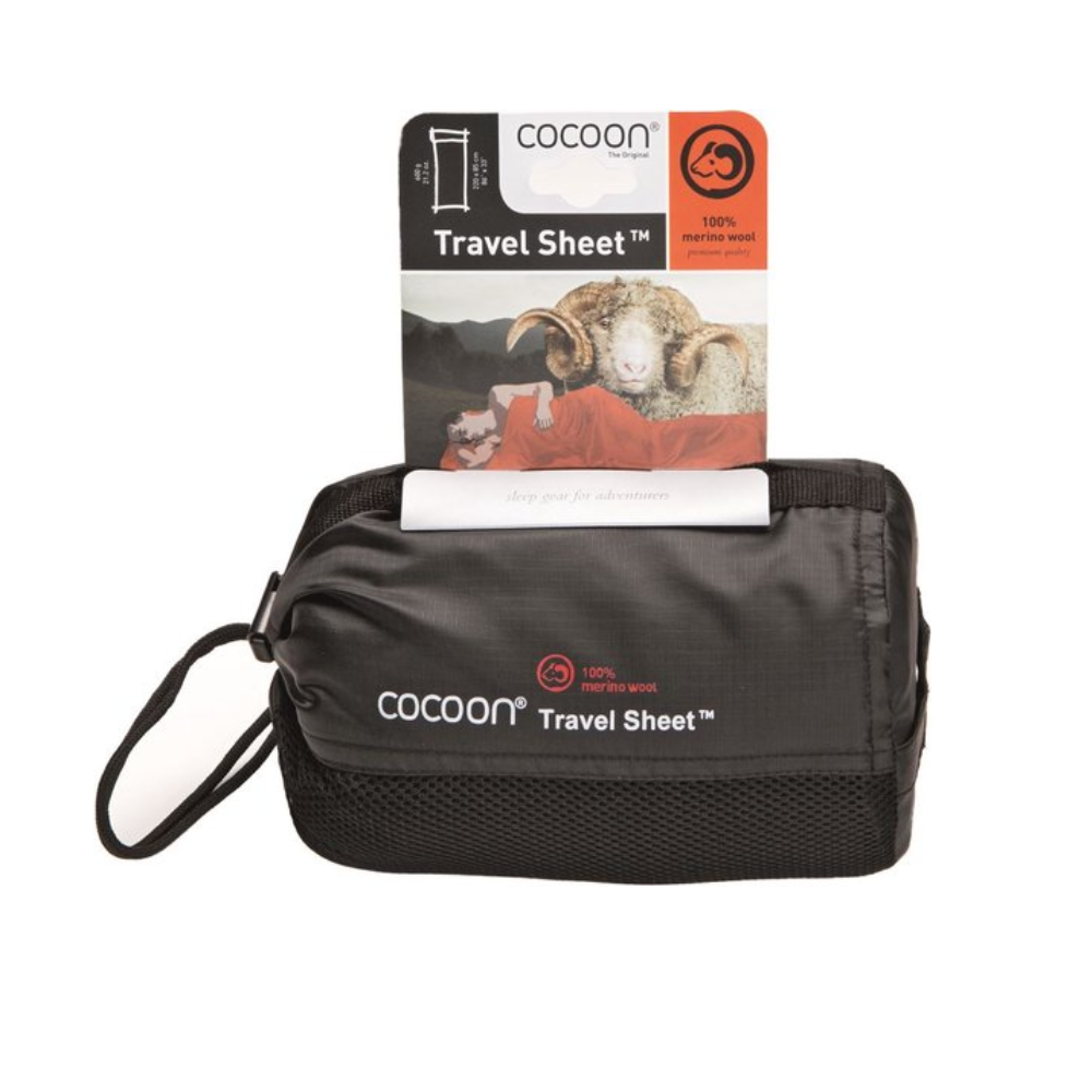 Cocoon Travel Sheet 100% Merino Wool Lakenzak Zwart - Outdoor Food