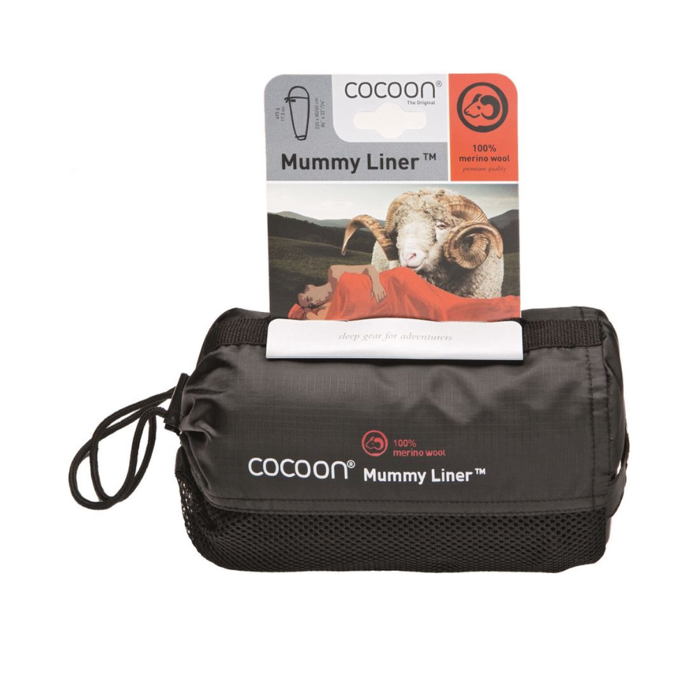 Cocoon Mummy Liner 100% Merino Wool Zwart - Outdoor Food