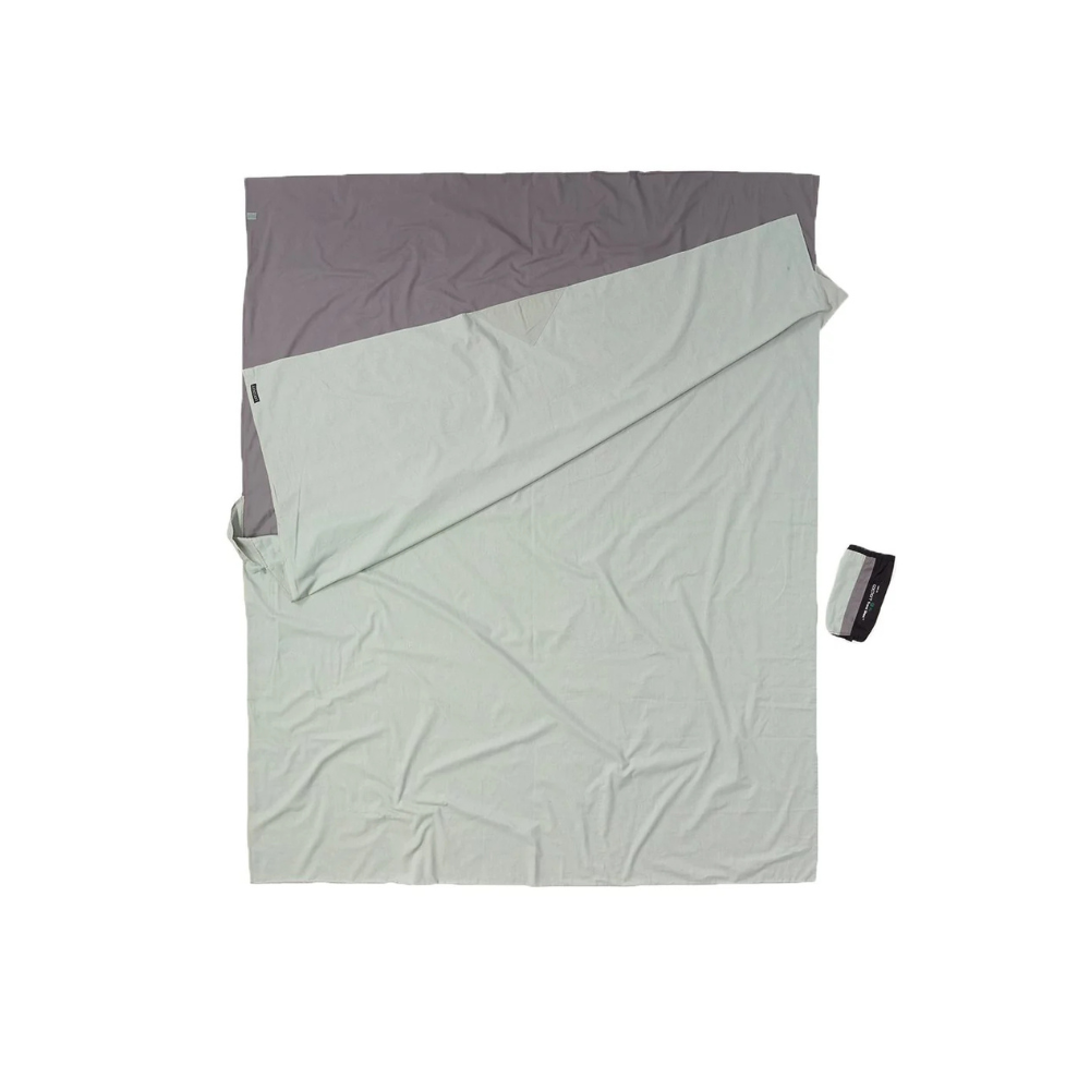 Cocoon Travelsheet Double, 100% Cotton,  Grey / Blue kopen bij Outdoor-Travel.nl